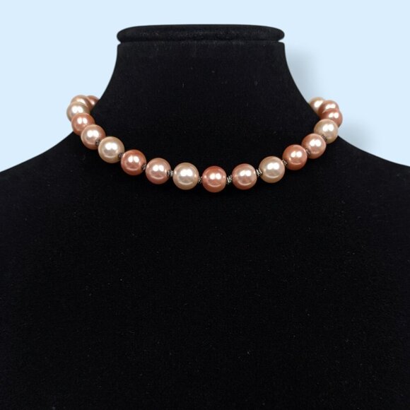 (2/$20) Vintage Peach & Pink Faux Pearl Choker Necklace - Picture 1 of 5